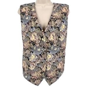 United Team Vintage Tapestry Vest Women's M Cottagecore Prairie‎ Grandmacore